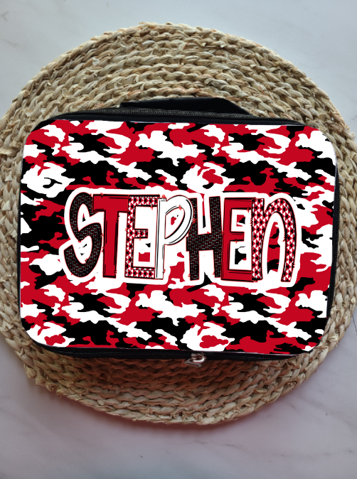 Red Camo Personalized Lunch Bag