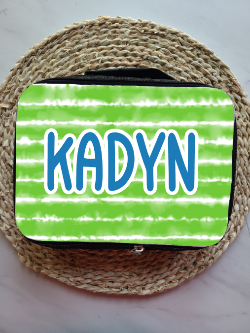 Green Stripe Personalized Lunch Bag