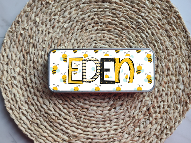 Bee Personalized Tin Pencil Case