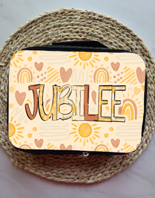 Yellow Sunshine & Rainbows Personalized Lunch Bag