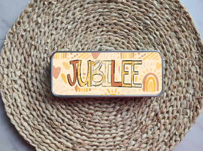 Yellow Sunshine & Rainbows Personalized Tin Pencil Case