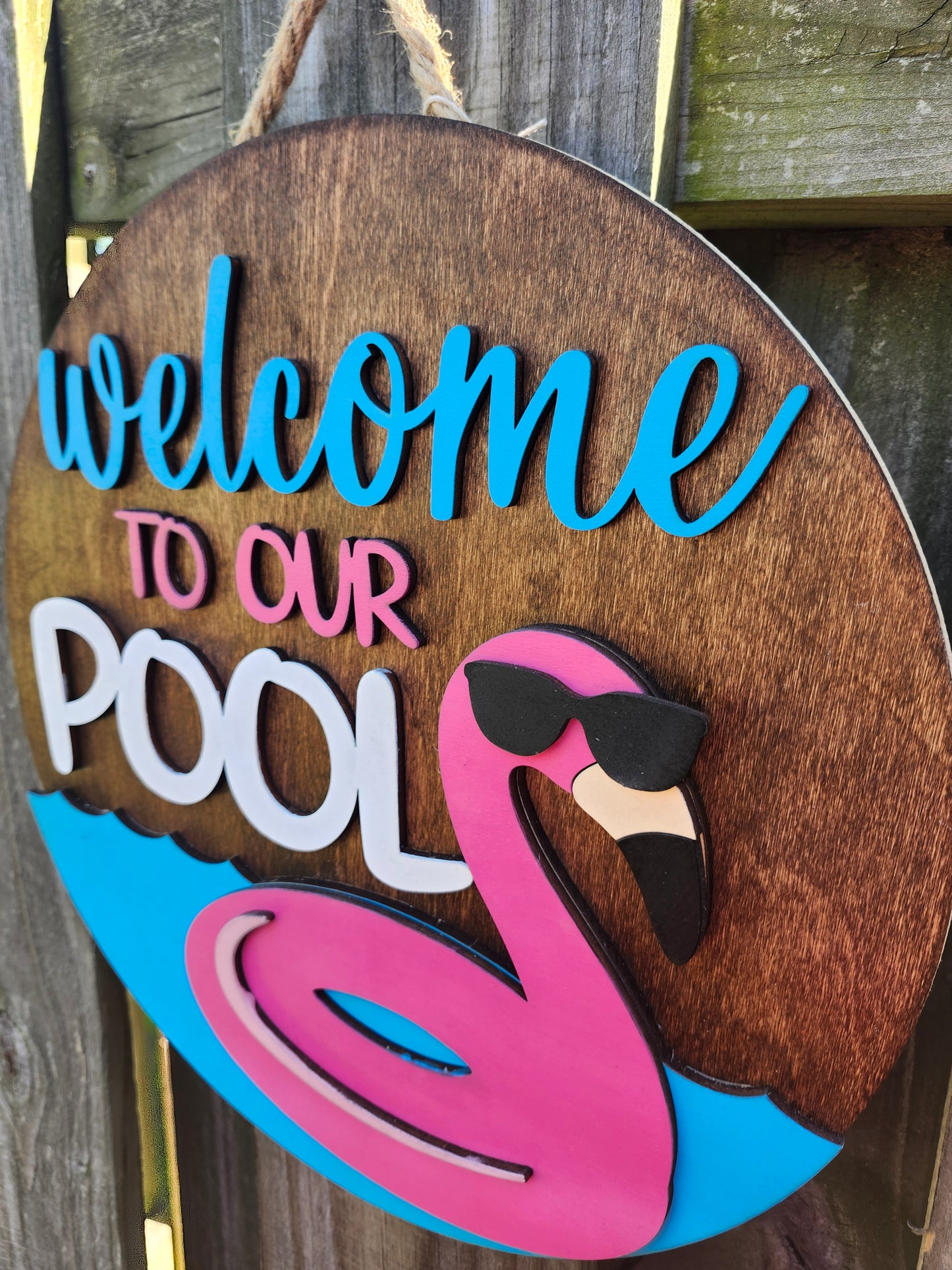 Welcome to our Pool Wooden Door Hanging Sign