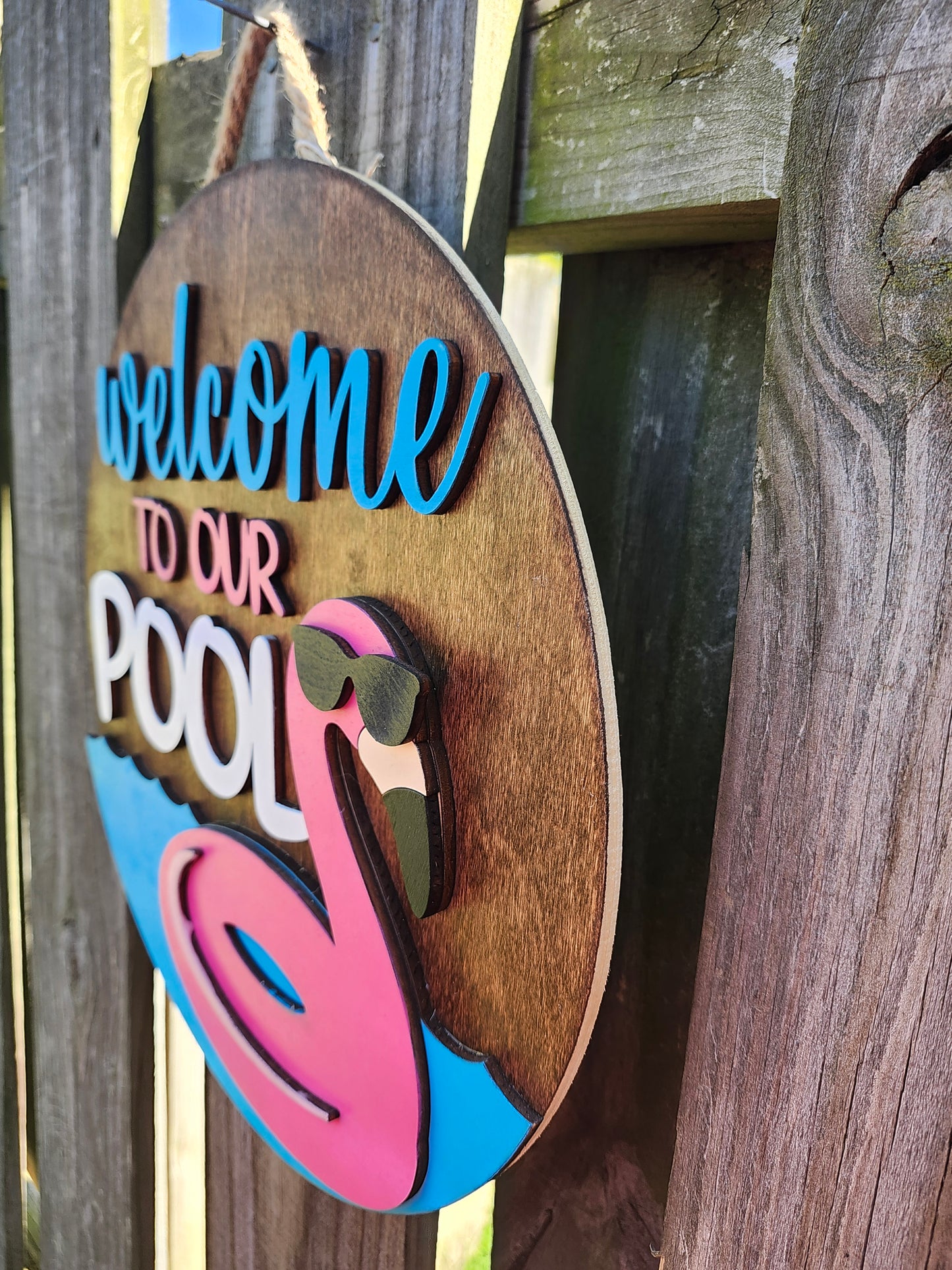 Welcome to our Pool Wooden Door Hanging Sign