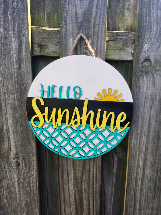 Hello Sunshine Wooden Door Hanging Sign