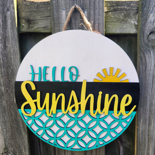 Hello Sunshine Wooden Door Hanging Sign