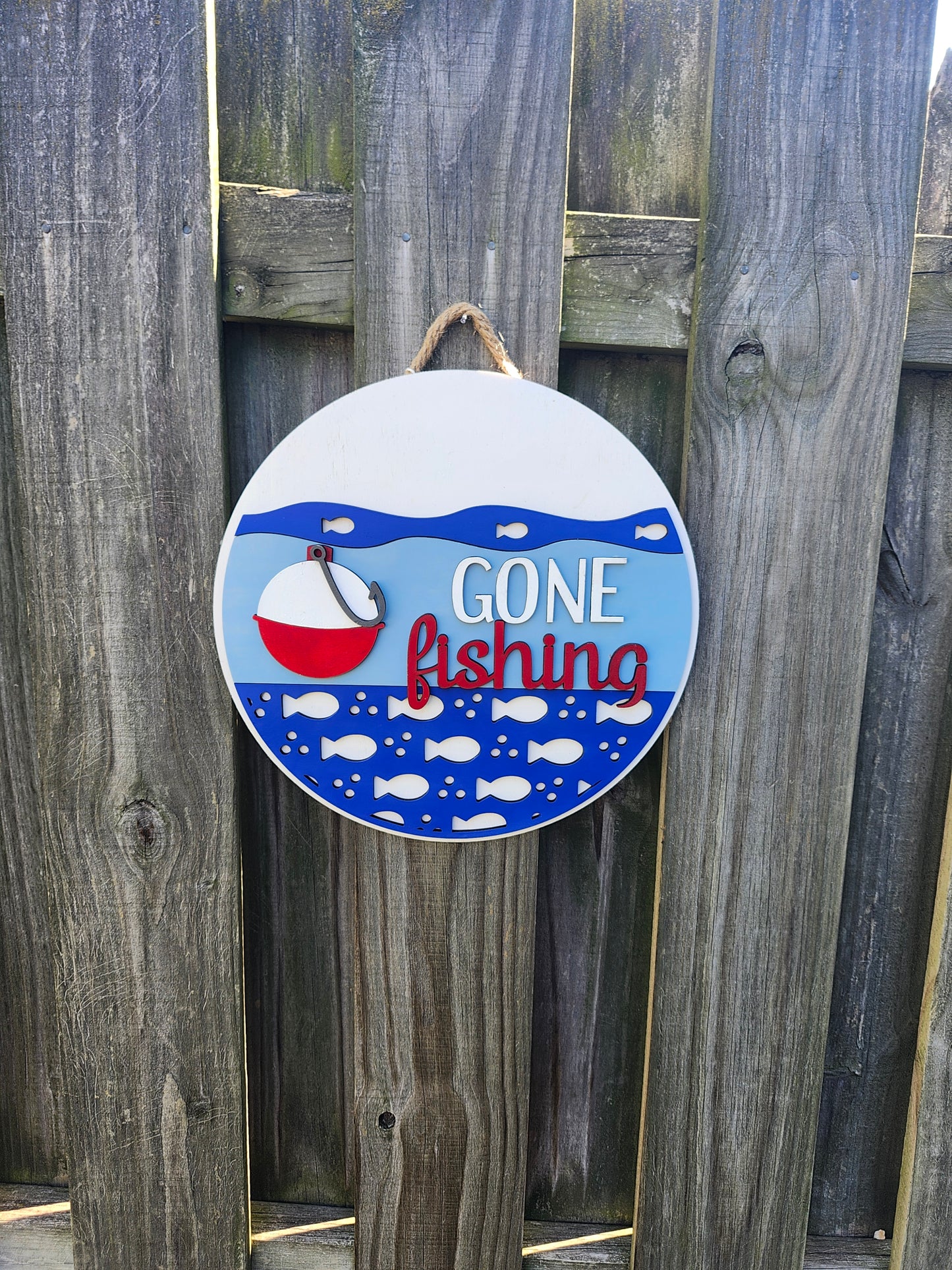 Gone Fishing Wooden Door Hanging Sign