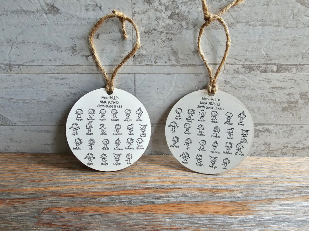 Class List Stick Figure Ornament