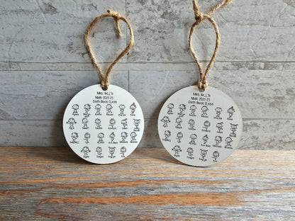 Class List Stick Figure Ornament
