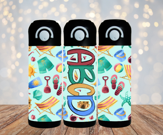 Beach Day Flip Top Water Bottle - Personalized