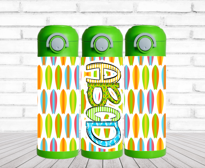 Surf Boards Flip Top Water Bottle - Personalized