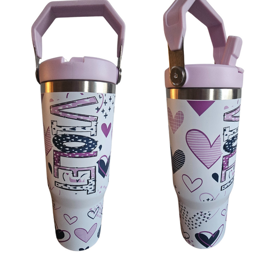 30 oz Purple Hearts Water Bottle