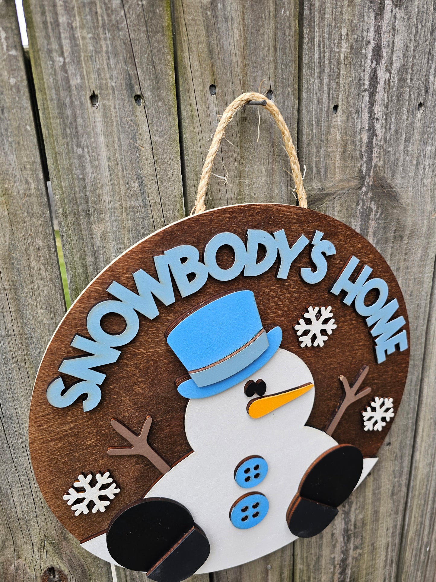 Snowbody's Home Snowman Wood Door Sign