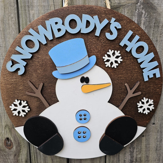 Snowbody's Home Snowman Wood Door Sign