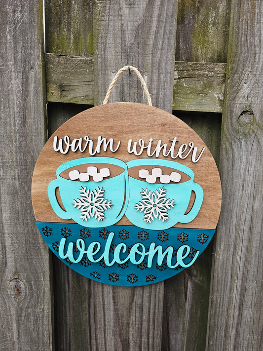 Cocoa Mugs Wooden Door Hanging Sign