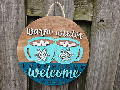 Cocoa Mugs Wooden Door Hanging Sign