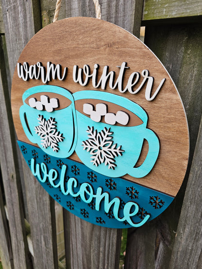 Cocoa Mugs Wooden Door Hanging Sign