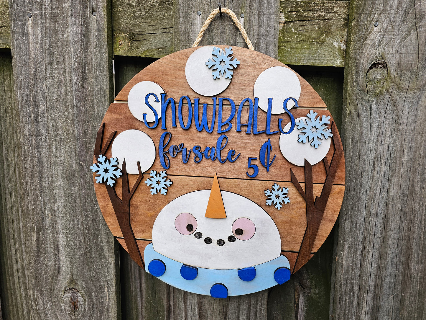 Snowballs for Sale Wooden Door Hanging Sign
