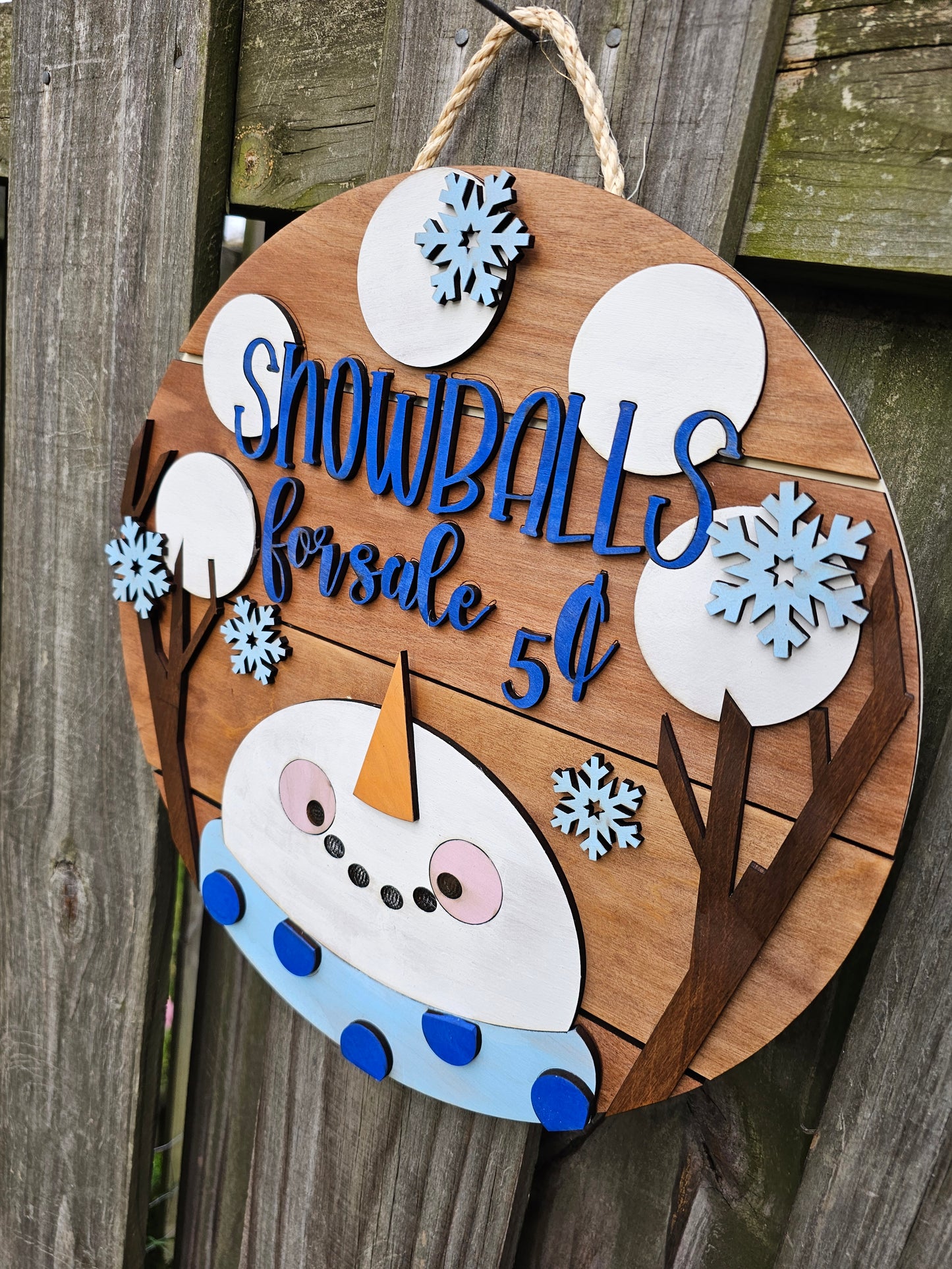 Snowballs for Sale Wooden Door Hanging Sign