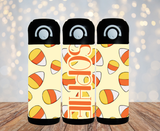 Candy Corn Flip Top Water Bottle - Personalized