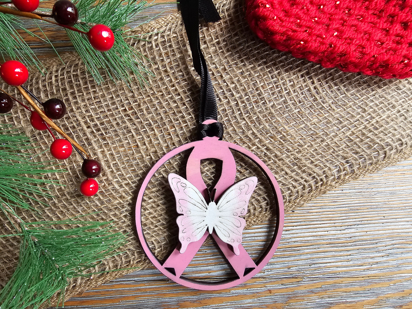Butterfly Care Ribbon Ornament