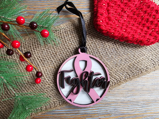 Personalized Fighter Cancer Care Ribbon Ornament