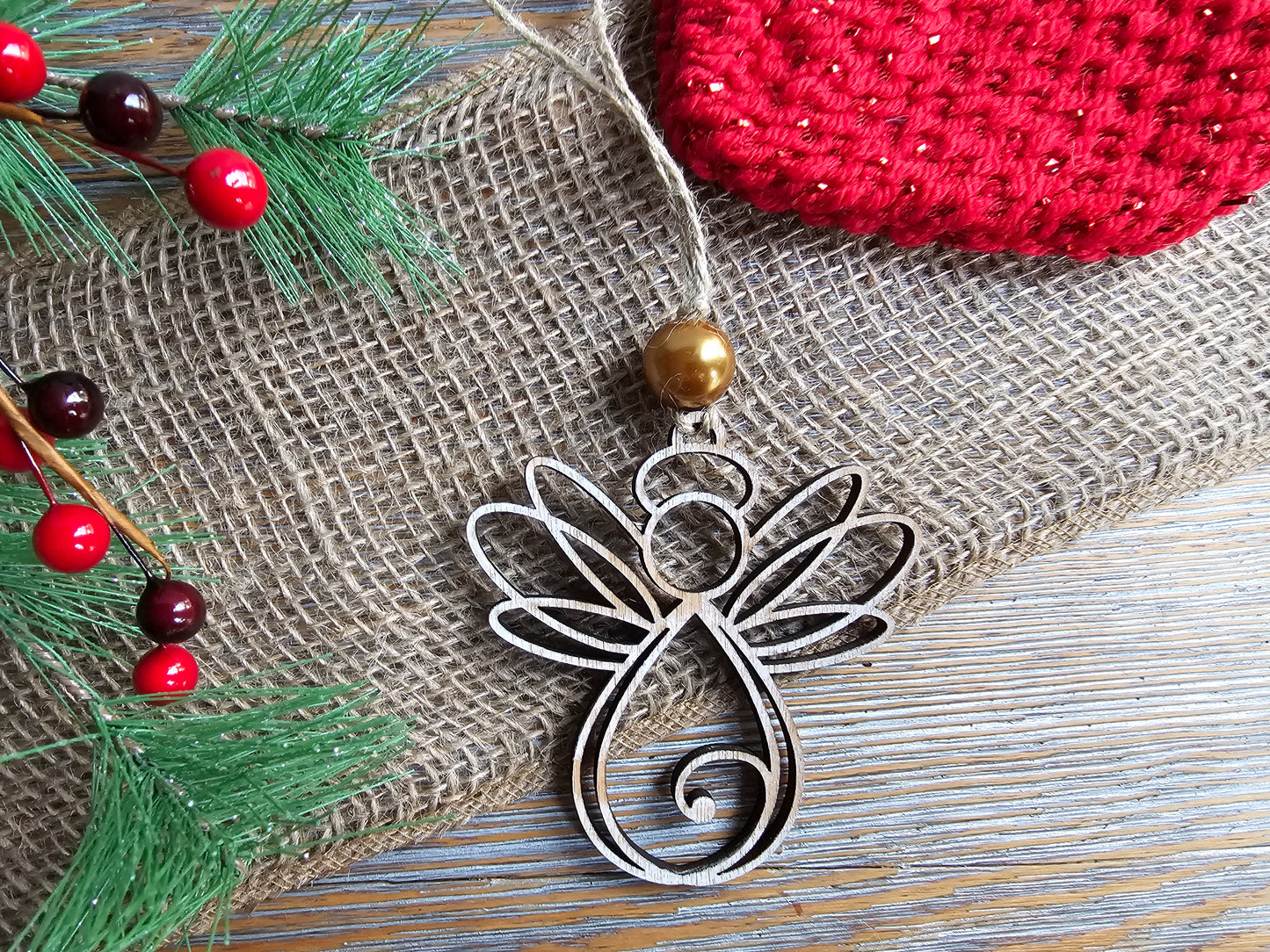 Laser Etched Angel Ornament