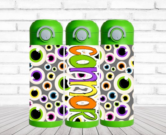 Colorful Eyeballs Flip Top Water Bottle - Personalized