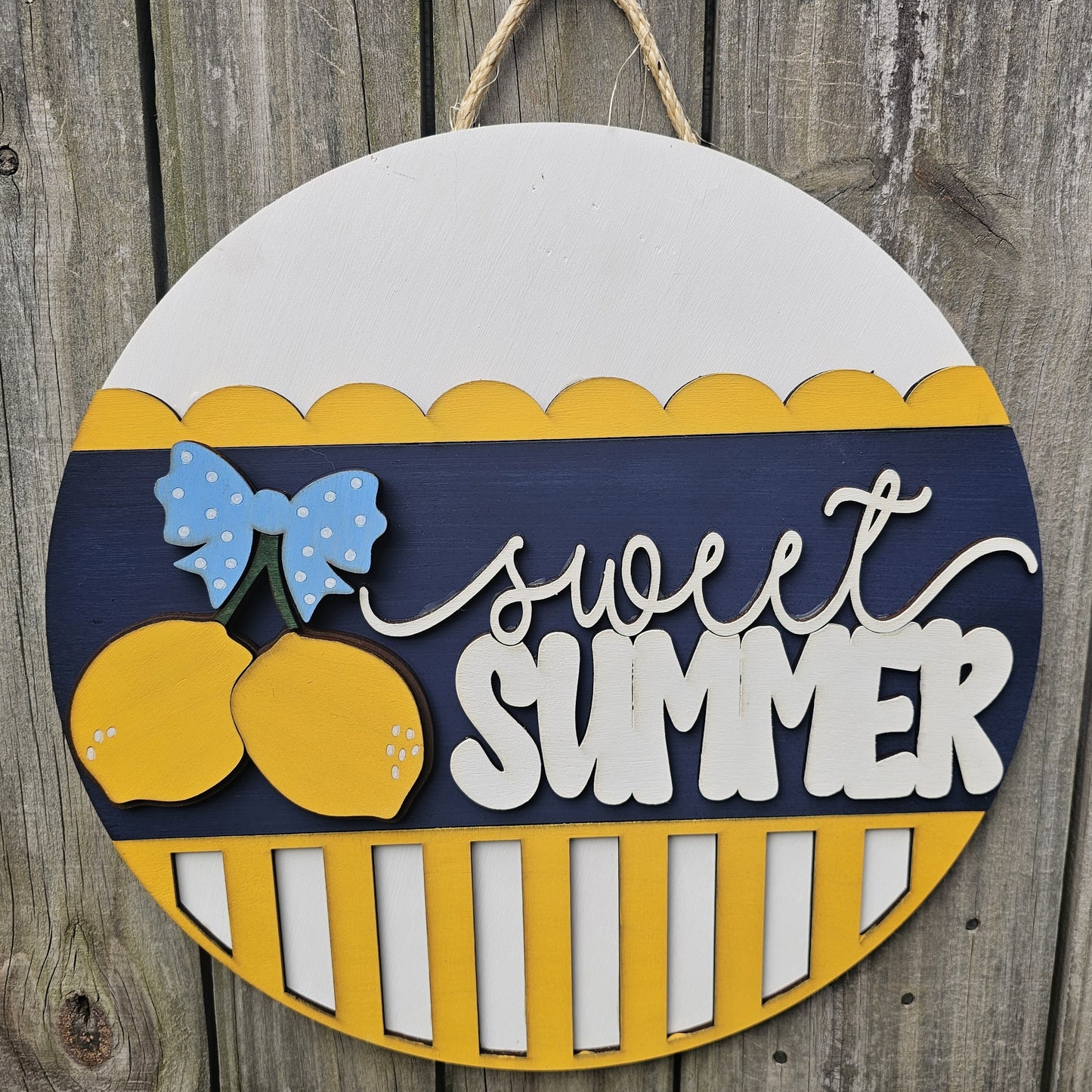 Sweet Summer Lemon Wood Door Sign
