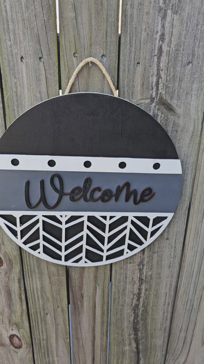 Black and Gray Welcome Door Sign