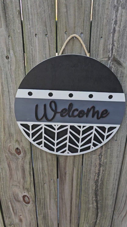 Black and Gray Welcome Door Sign