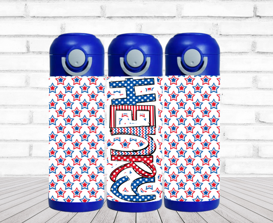 Red, White & Blue Bold Stars Personalized Water Bottle