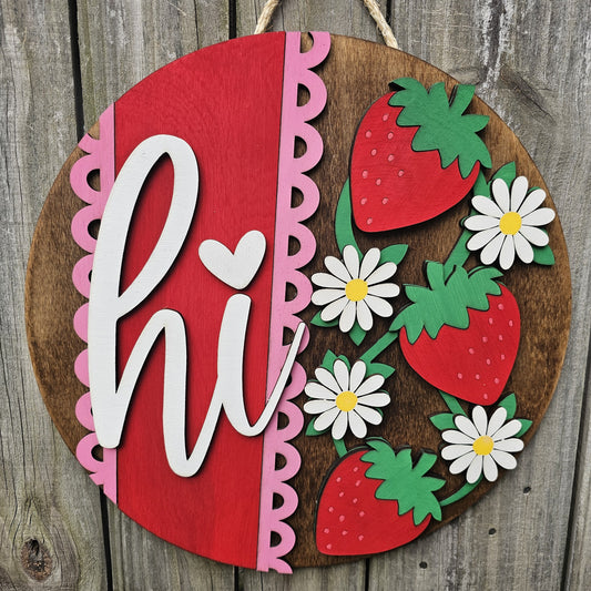 Strawberry Hi Wood Door Sign