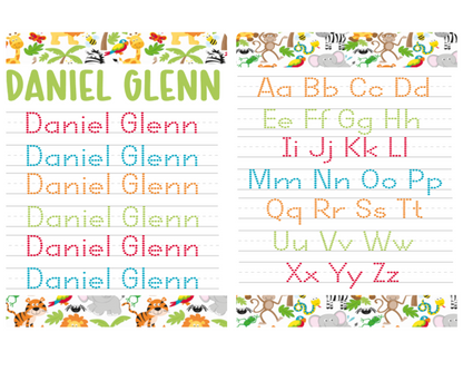 Jungle Animals Personalized Tracing Dry Erase Board