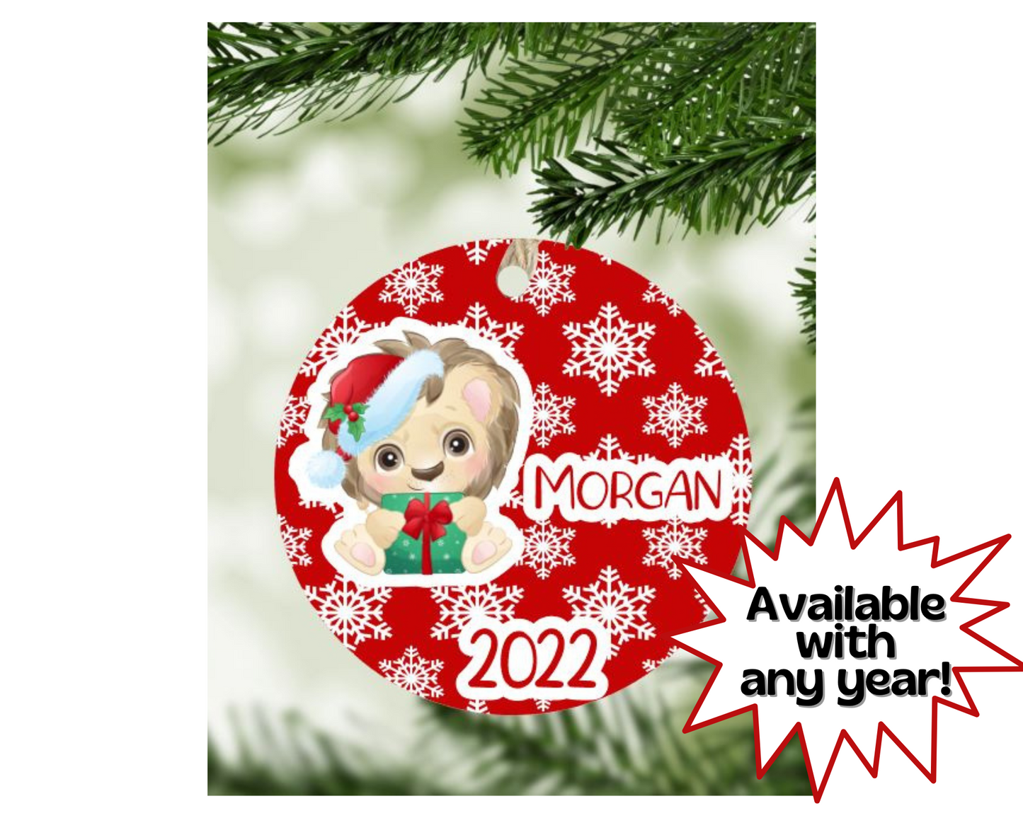 Lion Christmas Ornament Personalized