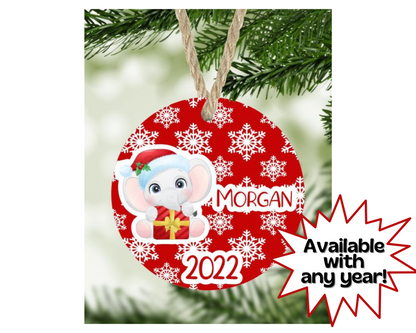 Elephant Christmas Ornament Personalized