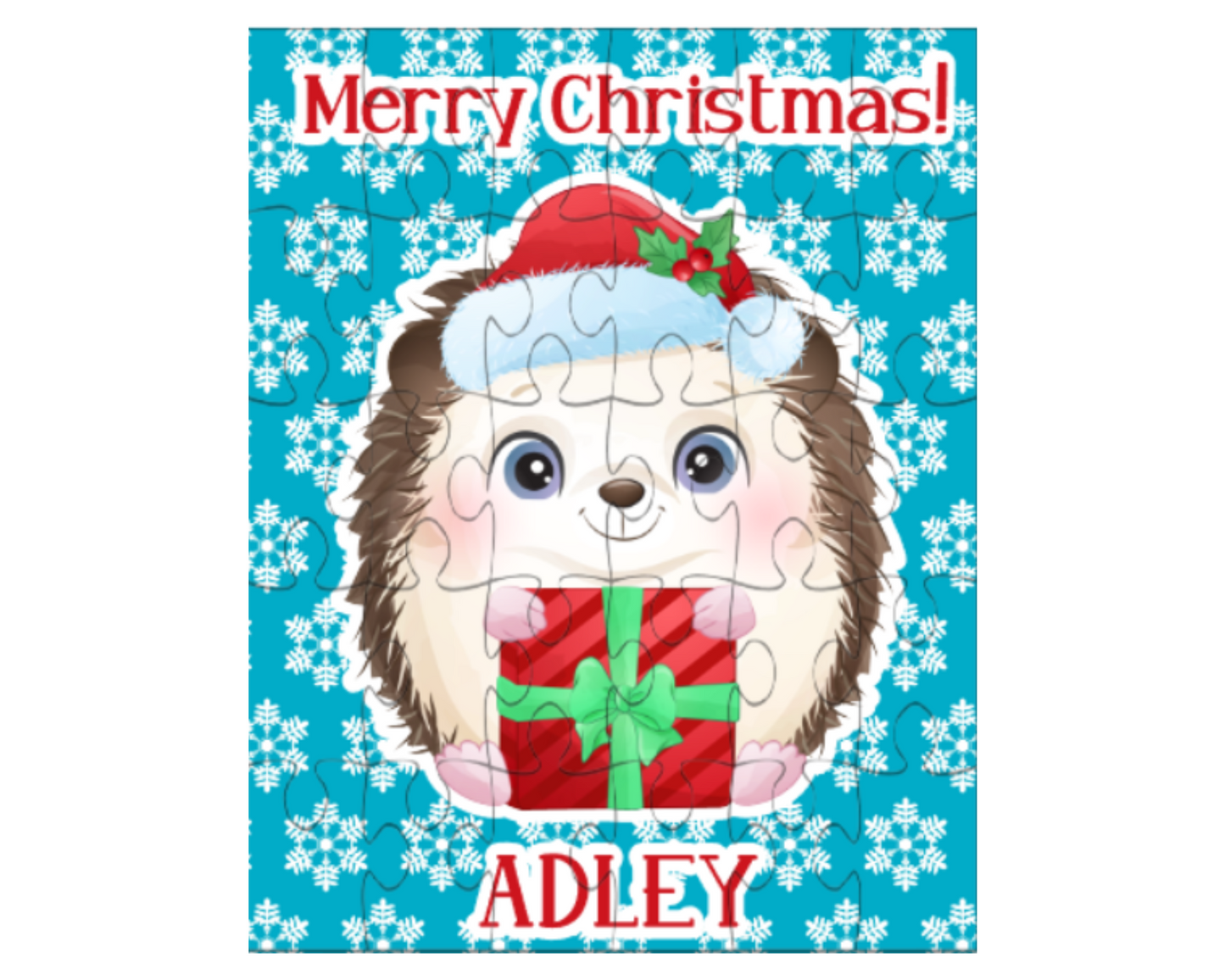 Christmas Hedgehog Personalized Puzzle for Kids