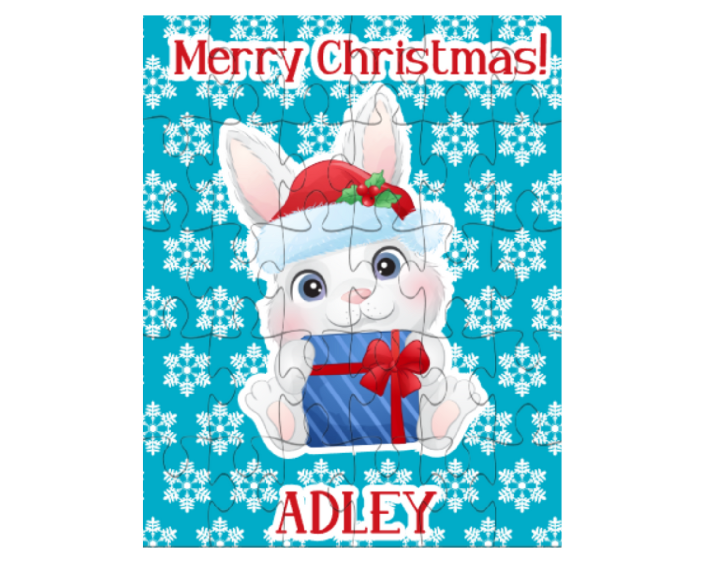 Christmas Bunny Personalized Puzzle for Kids