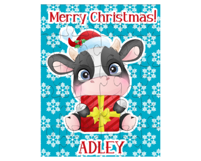 Christmas Cow Personalized Puzzle for Kids