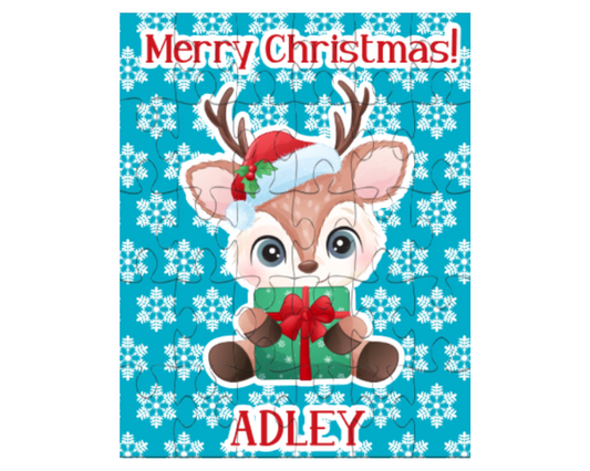 Christmas Reindeer Personalized Puzzle for Kids