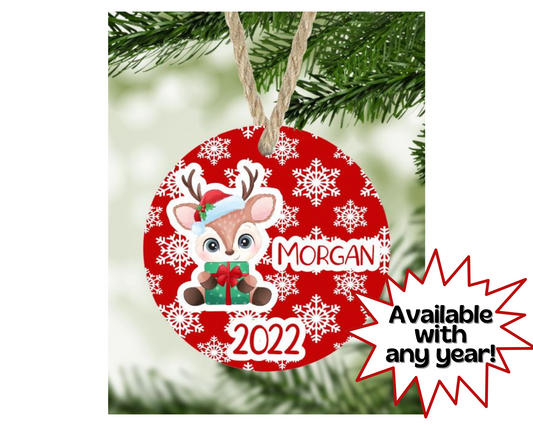 Christmas Reindeer Ornament Personalized