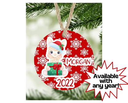 Llama Christmas Ornament Personalized