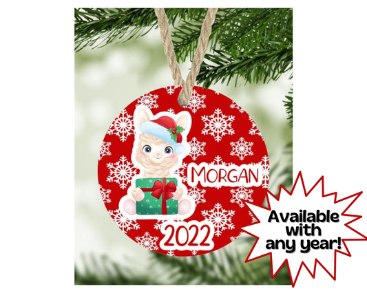 Llama Christmas Ornament Personalized