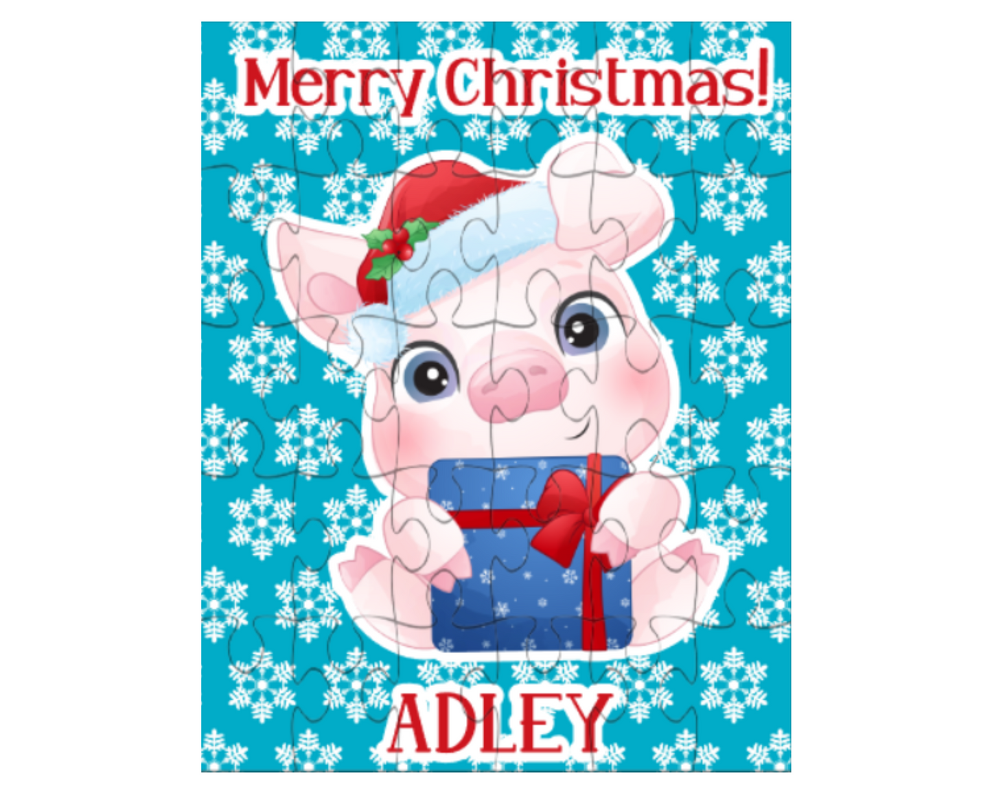 Christmas Pig Personalized Puzzle for Kids