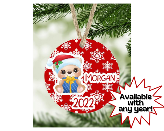 Teddy Bear Christmas Ornament Personalized