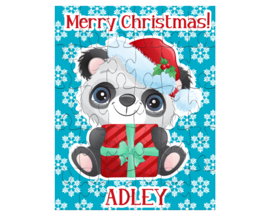 Christmas Panda Personalized Puzzle for Kids