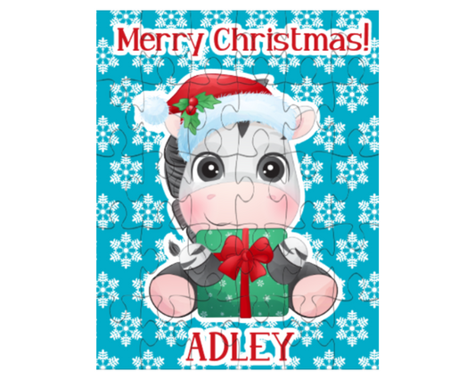 Christmas Zebra Personalized Puzzle for Kids