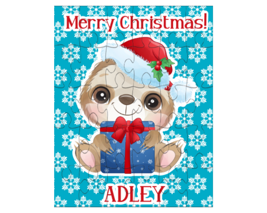 Christmas Sloth Personalized Puzzle for Kids
