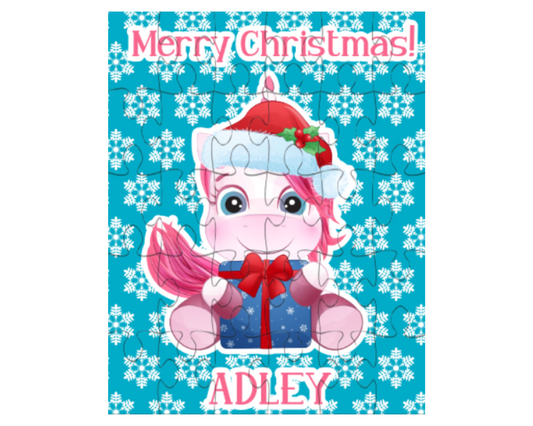 Christmas Unicorn Personalized Puzzle for Kids
