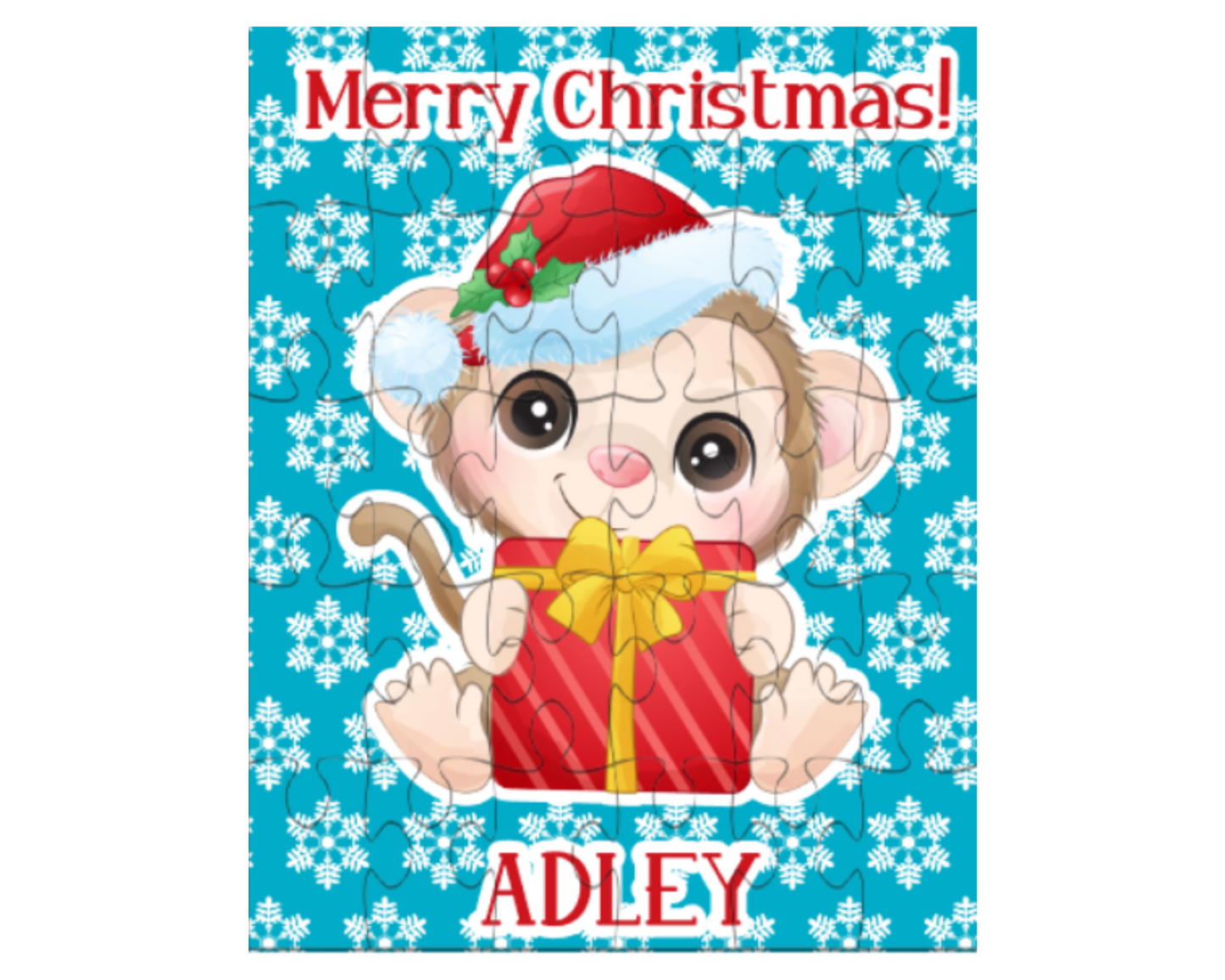Christmas Monkey Personalized Puzzle for Kids