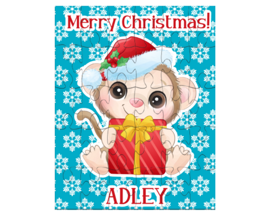 Christmas Monkey Personalized Puzzle for Kids